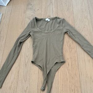 Meshki Khaki Long Sleeve Bodysuit